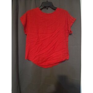 Danielle B Women's‎ Medium Red Blouse, Vintage Top, Casual, Flax Rayon Blend